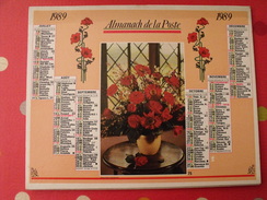 Calendrier Illustré En Carton De 1989. Almanach Des PTT Postes Facteur. Fleurs - Formato Grande : 1981-90