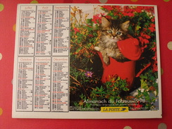 Calendrier Illustré En Carton De 1998. Almanach Des PTT Postes Facteur. Chien Chat - Formato Grande : 1991-00