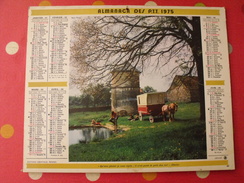 Calendrier Illustré En Carton De 1975. Almanach Des PTT Postes Facteur. Roulotte Guadeloupe - Groot Formaat: 1971-80