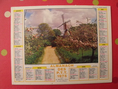 Calendrier Illustré En Carton De 1975. Almanach Des PTT Postes Facteur. Provece Pommiers Moulin - Grand Format : 1971-80