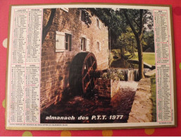 Calendrier Illustré En Carton De 1977. Almanach Des PTT Postes Facteur. Lac Des Gaillands, Moulin à Eau - Grand Format : 1971-80