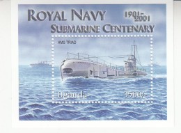 2001 Uganda Royal Navy Submarines Complete Set Of 6 & Souvenir Sheet  MNH - Submarines