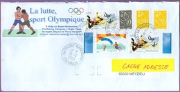 Timbre Sur Lettre 3692 & 3691 : Parachutisme Parapente / Sport / Lutte Olympique /  18/04/2005 France - Fallschirmspringen