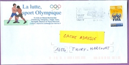 Timbre Sur Lettre 3671 : 1904-2004 Centenaire Fédération Internationale Football / Sport / Lutte 30/08/2004 France - Briefe U. Dokumente