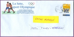 Timbre Sur Lettre 3671 : 1904-2004 Centenaire Fédération Internationale Football / Sport / Lutte 17/08/2004 France - Briefe U. Dokumente