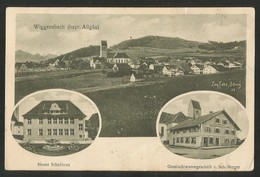 WIGGENSBACH Allgäu Bayern Neues Schulhaus Gemischtwarengeschäft Seb. Berger 1926 - Kempten