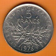 Nu-France - 5 Francs Semeuse Nickel 1976, Ve République - 5 Francs