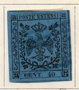 ITALIE (Anciens états) - 1852 - MODENE (Duché) - N° 5 - 40 C. Bleu Foncé - Modène