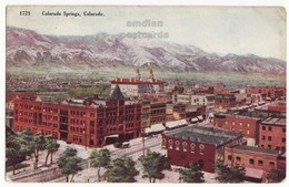 COLORADO SPRINGS CO, BIRDS EYE PANORAMIC GENERAL CITY VIEW C1912 Vintage Postcard [6562] - Colorado Springs