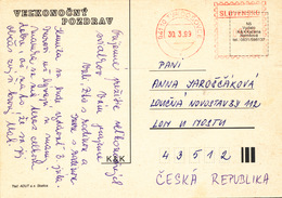 L1980 - Slovakia (1999) 941 10 Tvrdosovce  (post Office Franking Machine) Postcard (to Czech Rep.); Tariff. 5,00 SKK - Cartas & Documentos