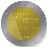 ESLOVENIA / SLOVENIA  2€  2.016 2016 BIMETALICA  SC/UNC "25º Aniversario De La Independencia De Eslovenia"   T-DL-1 - Slowenien