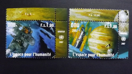 UNO-Genf 584/5 **/mnh,  50 Jahre Weltraumfahrt, Weltraumteleskop „Hubble“, Jupiter Und Europa, Raumsonde &bd - Nuevos