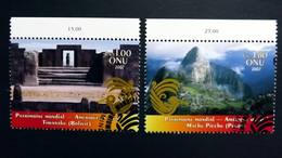 UNO-Genf 575/6 Oo/ESST, UNESCO-Welterbe: Südamerika, Vorkolumbische Ruinen Von Tiahuanaco, Inka-Bergfestung Machu Picchu - Gebraucht
