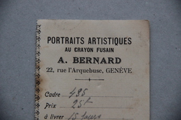 Reçu A.Bernard à Genève (Suisse), Portraits Artistiques Au Crayon Fusain - Svizzera