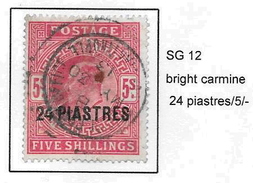 British LEVANT - Edward 7th  Stamp With Turkish Currency Overprint -  SG 12  24 Piastres  USED Note-> - Britisch-Levant