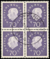 70 Pfg Heuss Medaillon, Kabinett-Viererblock Mit Stempel "WEINHEIM 9.4.64", Mi. 500.-, Katalog: 306(4) O70 Pfg... - Otros & Sin Clasificación