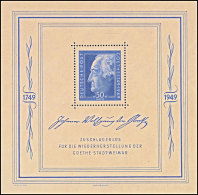 Blockausgabe "Goethe",  Tadellos Postfrisch, Mi. 220.-, Katalog: Bl. 6 **Souvenir Sheet "Goethe", In Perfect... - Otros & Sin Clasificación