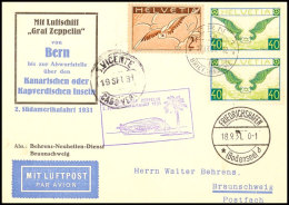 SCHWEIZ 1931, 2. Südamerikafahrt, Abwurf St. Vincente, Behrens-Postkarte Mit MiNr. 234 X (senkr. Paar, Obere... - Andere & Zonder Classificatie