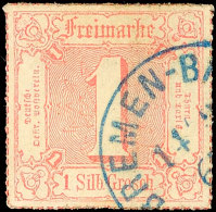 "BREMEN BAHNF. 14/2 67" - Blauer, Preußischer K1, Klarer Teilabschlag Auf 1 Sgr. V.Ausgabe, Unten Kleine... - Autres & Non Classés