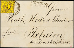 "270" (Vierring) Nebst L2 "COBURG 28 IAN. 1857" Auf Postvereinsbrief 9 Kr. (Taxisschnitt Mit Teil Der Nebenmarke... - Otros & Sin Clasificación