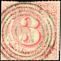"97" (7 Ohne Fußstrich) - BINGEN, Zentrisch Und Gerade Aufsitzend Auf Farbfrischer 3 Kr. V.Ausgabe, Links... - Autres & Non Classés