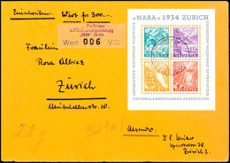 Blockausgabe "Nationale Briefmarkenausstellung Zürich", Tadellos Gestempelt Auf Briefvorderseite, Mi. 750.-,... - Autres & Non Classés