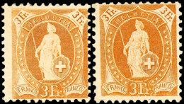 3 Fr. Gelbbraun, Beide Zähnungen, Ungebr., Mi. 700.-, Katalog: 80C/D *3 Fr. Yellow Brown, Both... - Autres & Non Classés