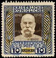 10 Kr. Regierungsjubiläum, Ungebraucht, MI. 230.-, Katalog: 156 *10 Kr. Government Anniversary, Unused,... - Otros & Sin Clasificación