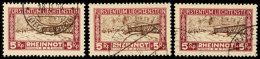 5 Rp. Rheinnot, 2 Versch. Plattenfehler Und Retusche, 3 Werte Je Sauber Gestempelt, Mi. 390.-, Katalog: 78I/III... - Otros & Sin Clasificación