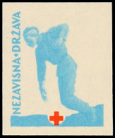 2 K. Rotes Kreuz, Ungezähnter Probedruck Der 1. Druckphase Mit Rotem Kreuz, Postfrisch, Fotokurzbefund... - Kroatië
