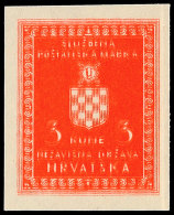 3 K. Rot, Ungezähnt Mit Doppeldruck, Postfrisch, Fotokurzbefund Zrinjscak BPP Attest/Certificate:... - Croacia