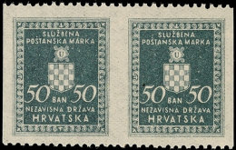 50 B. Schwarzgrau, Waagr. Paar, Senkr. Ungezähnt, Postfrisch, Fotokurzbefund Zrinjscak BPP Attest/Certificate:... - Croatie