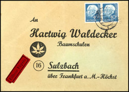 40 Pfg. Heuss II Im Waagerechten Paar Als Portogerechte Mehrfachfrankatur Auf Eilboten-Brief Vom 28.1.58 Via... - Otros & Sin Clasificación