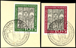 1951, "Marienkirche" Kpl. Je Einzeln Auf Briefstück Mit Lübecker SSt., Tadellos, Mi. 160,--, Katalog:... - Andere & Zonder Classificatie