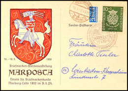 10 Pfg Bachsiegel, Als EF Auf Sonderpostkarte Zur Briefmarken-Werbeausstellung MARPOSTA, Mit Entspr. SST "MARBURG... - Otros & Sin Clasificación