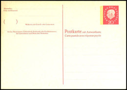 "Heuss"-Antwortkarte Ungebraucht, Tadellos, Mi. 360,--, Katalog: P 58 (*)Heuss Paid Reply Postal Card Unused,... - Otros & Sin Clasificación