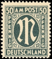 50 Pfg AM-Post Deutscher Druck, Zähnung C, Papier Z, Tadellos Postfrisch, Gepr. A. Schlegel BPP, Mi. 200.-,... - Otros & Sin Clasificación