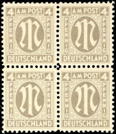 4 Pfg AM-Post, Probedruck II, Viererblock, Tadellos Postfrisch, Gepr. Schlegel BPP, Mi. 480.-, Katalog: 18PII... - Autres & Non Classés