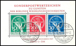 1949, "Währungsgeschädigten-Block" Tadellos Mit BERLIN-Stpl.; Geprüft Schlegel BPP Und Handschriftl.... - Autres & Non Classés