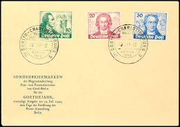 10 Pfg Bis 30 Pfg Goethe Auf Amtl. Blanko-FDC Mit  Ersttagssonderstempel "BERLIN 29.7.49", Tadellos, Mi. 700.-,... - Otros & Sin Clasificación