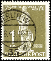 1949, UPU 1 DM Mit Fast Vollem Stpl. BERLIN W 35, Tadellos, Gepr. Schlegel BPP, Mi. 120,--, Katalog: 40 O1949,... - Otros & Sin Clasificación