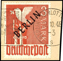1948, 3 M. Schwarzaufdruck Auf Briefstück Mit Luftbrückenstpl., Tadellos, Gepr. Schlegel BPP, Mi. 700,--,... - Otros & Sin Clasificación