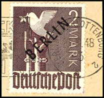 1948, 2 M. Schwarzaufdruck Auf Briefstück Mit Luftbrückenstpl., Tadellos, Gepr. Schlegel BPP, Mi. 500,--,... - Autres & Non Classés