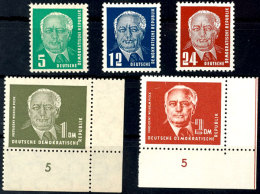 1952, "Pieck" Kpl. Tadellos Postfrisch, Dabei 1 Und 2 DM Je Als Rechte Untere Bogenecke (ungefaltet), Mi. 120,--,... - Otros & Sin Clasificación