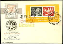 1950, "Debria"-Block Auf Sonderumschlag Mit Allen 3 Möglichen Sonderstempeln, Dekorativer Prachtbeleg, Mi.... - Autres & Non Classés
