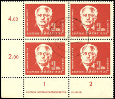 Pieck 2 DM, Eckrandviererblock Mit DZ 5, Stempel STENDAL, Mi. 100/200,--, Katalog: 254DZ 5 OPieck 2 DM, Corner... - Andere & Zonder Classificatie