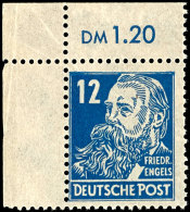 "Engels" 12 Pf. Mit Borkengummi, Tadellos Postfr. Eckrandstück O.l., Gepr. Paul BPP, Mi. 120,--, Katalog: 216y... - Otros & Sin Clasificación