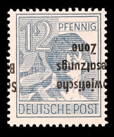 12 Pfg Mit Kopfstehendem Aufdruck (geteilt), Tadellos Postfrisch, Gepr. Paul BPP, Katalog: 186K **12 Pfg With... - Otros & Sin Clasificación