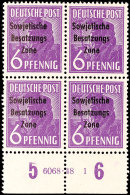 6 Pfg Dunkelviolett Im Unterrand-Viererblock Mit HAN "6068.48 1", Tadellos Postfrisch, Gepr. Paul BPP, Katalog:... - Otros & Sin Clasificación