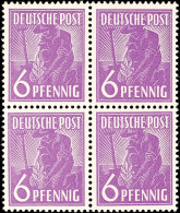 6 Pfg Dunkelviolett Mit Blinddruck Des Aufdrucks, Tadellos Postfrischer Viererblock, Fotobefund Paul BPP... - Otros & Sin Clasificación